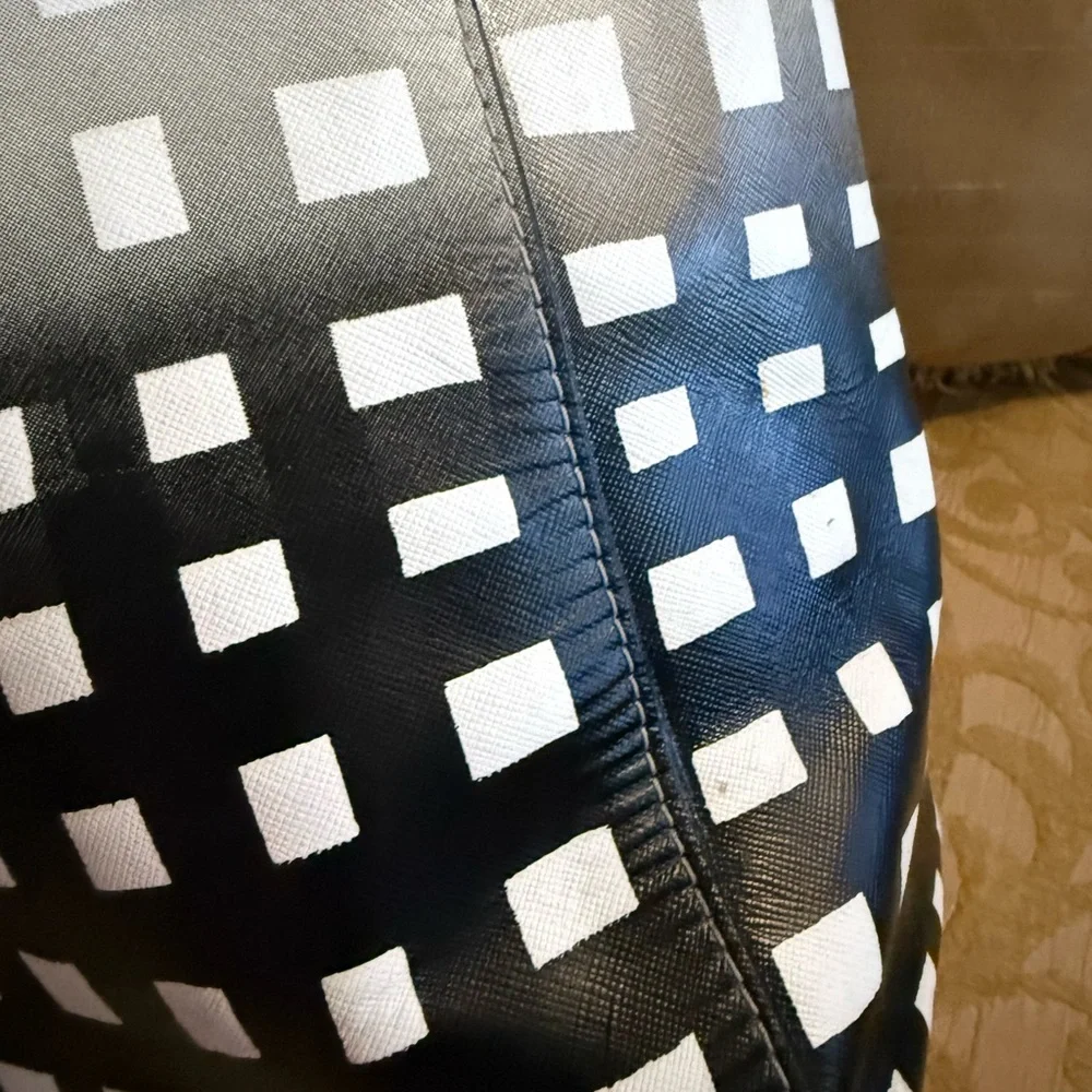 Coach Madison East West Tote Gingham Black & White Print Saffiano Leather - Picture 14 of 17